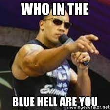 Who in the Blue hell are you - Dwayne 'The Rock' Johnson | Meme Generator