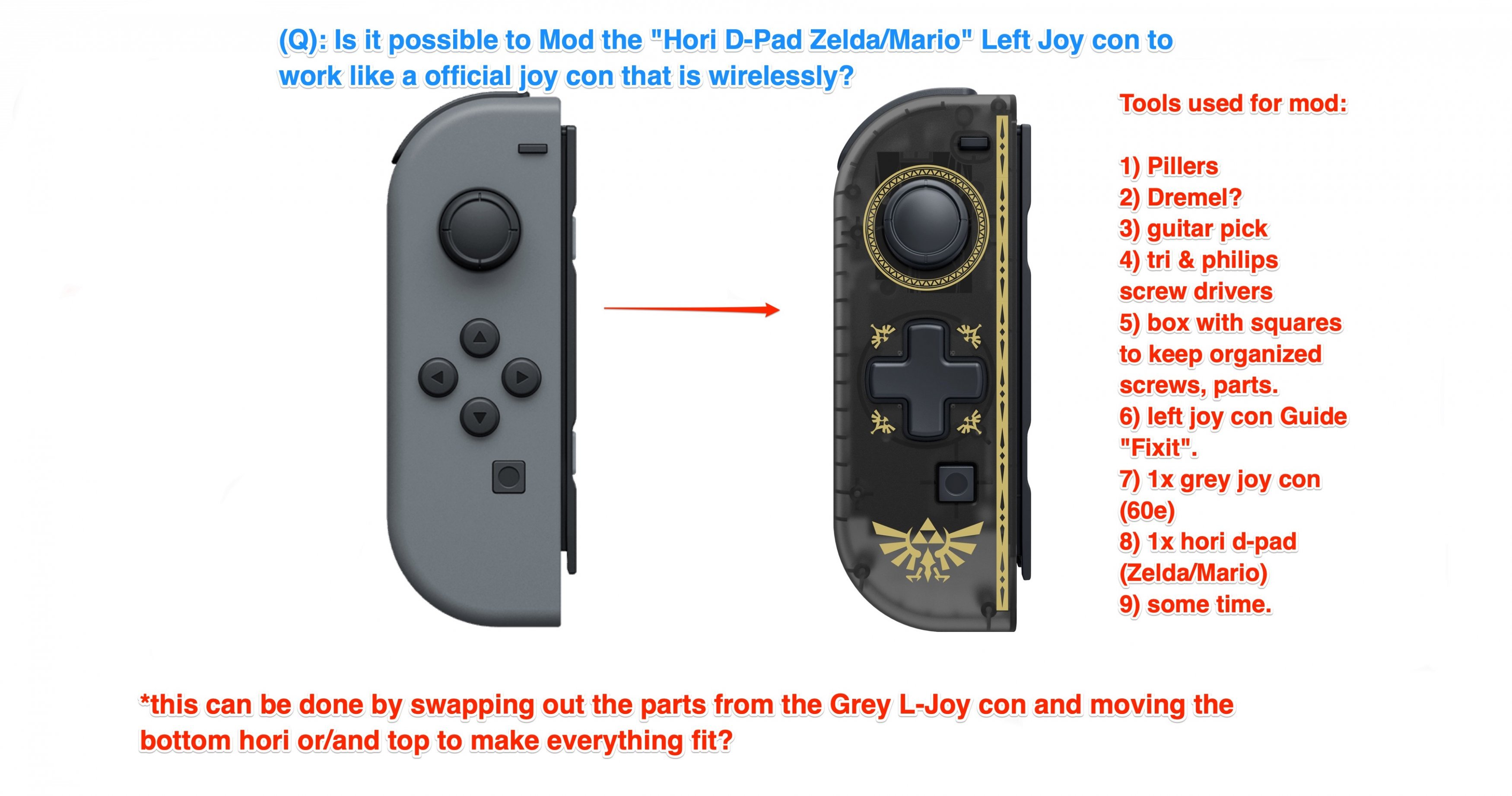 Q): Is it possible to mod the Hori D-Pad Zelda/Mario joy con to be  wireless? | GBAtemp.net - The Independent Video Game Community