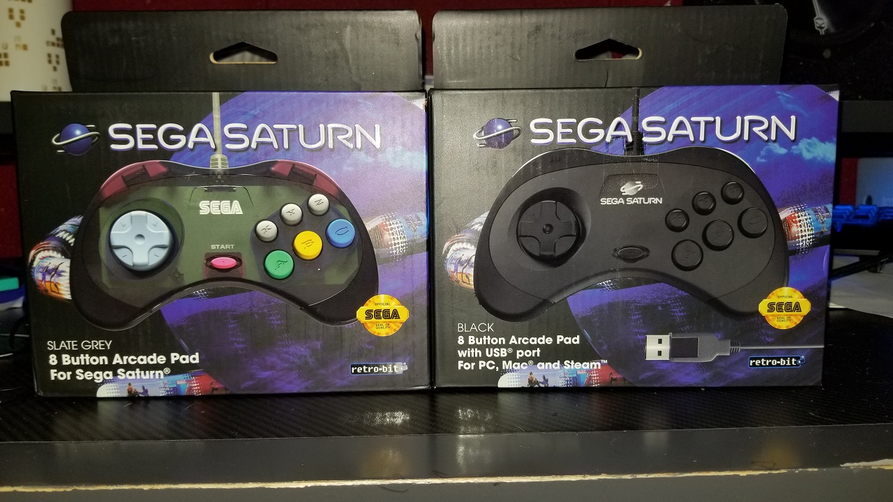Retro-Bit Official SEGA Saturn Control Pad Original Port Controller - Slate  Grey 