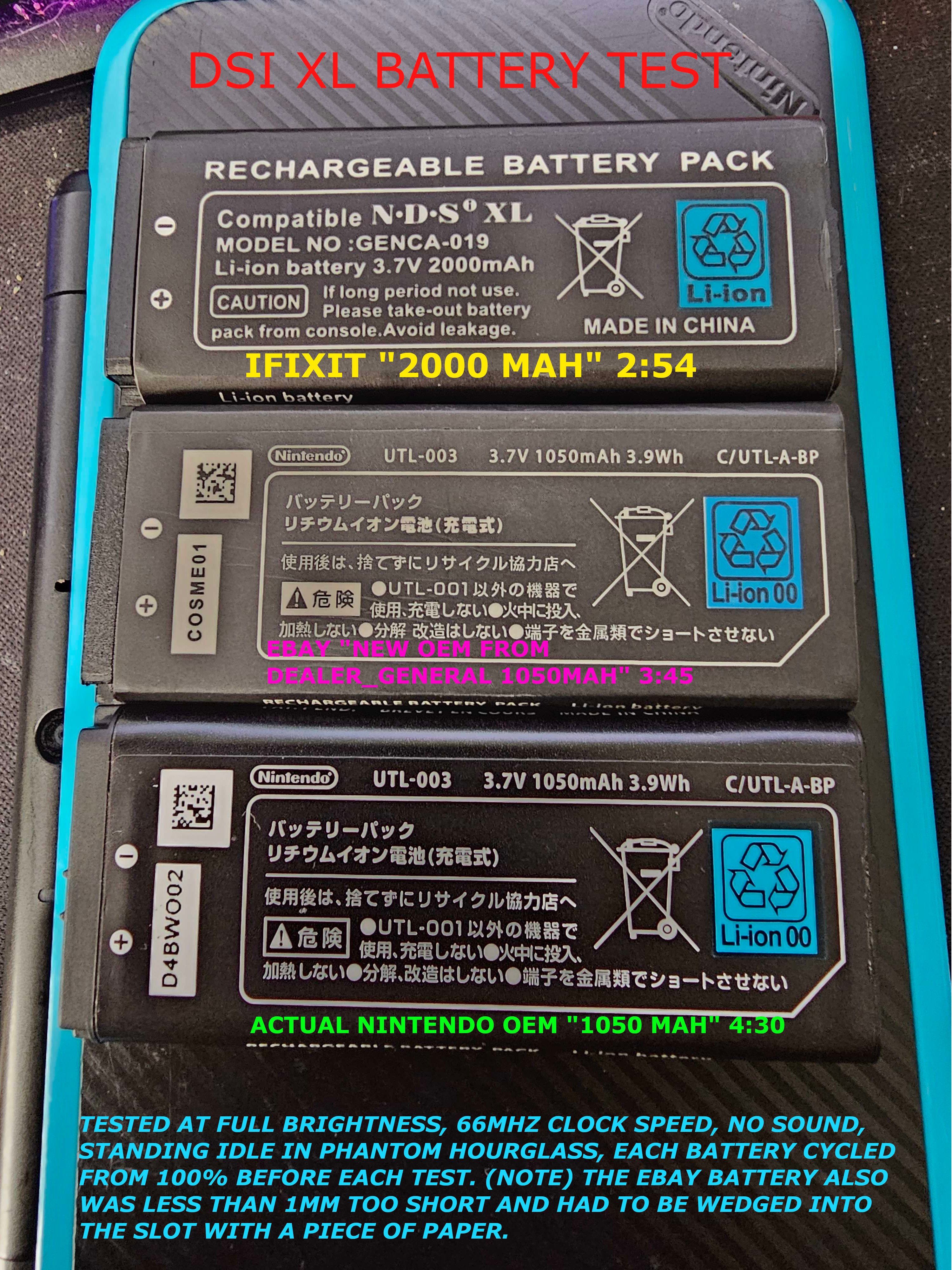 comparing capacity of replacement dsi xl batteries in 2024 | GBAtemp.net -  The Independent Video Game Community