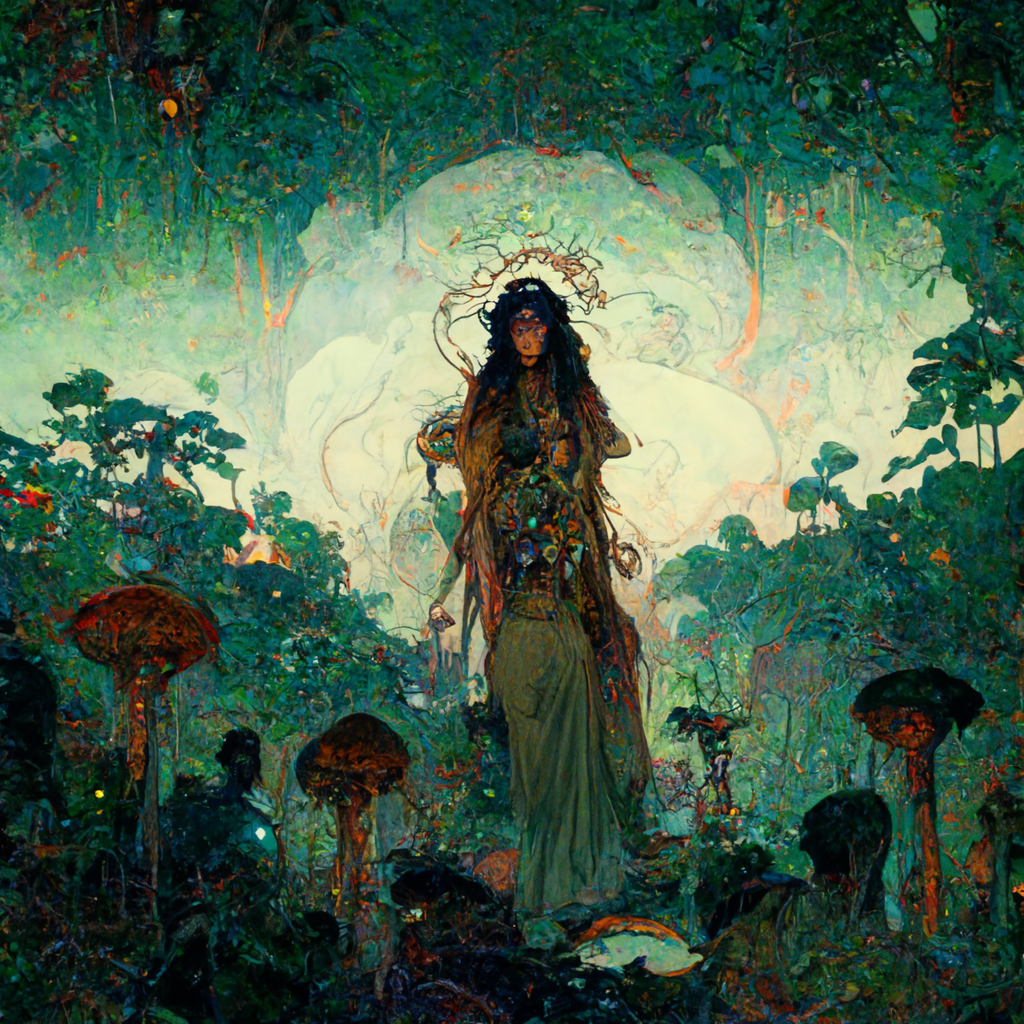 65dd7b98-1a48-4c45-8b9e-2ca7744805aa_karo_shaman_woman_standing_in_the_jungle_psychedelic_art_...png