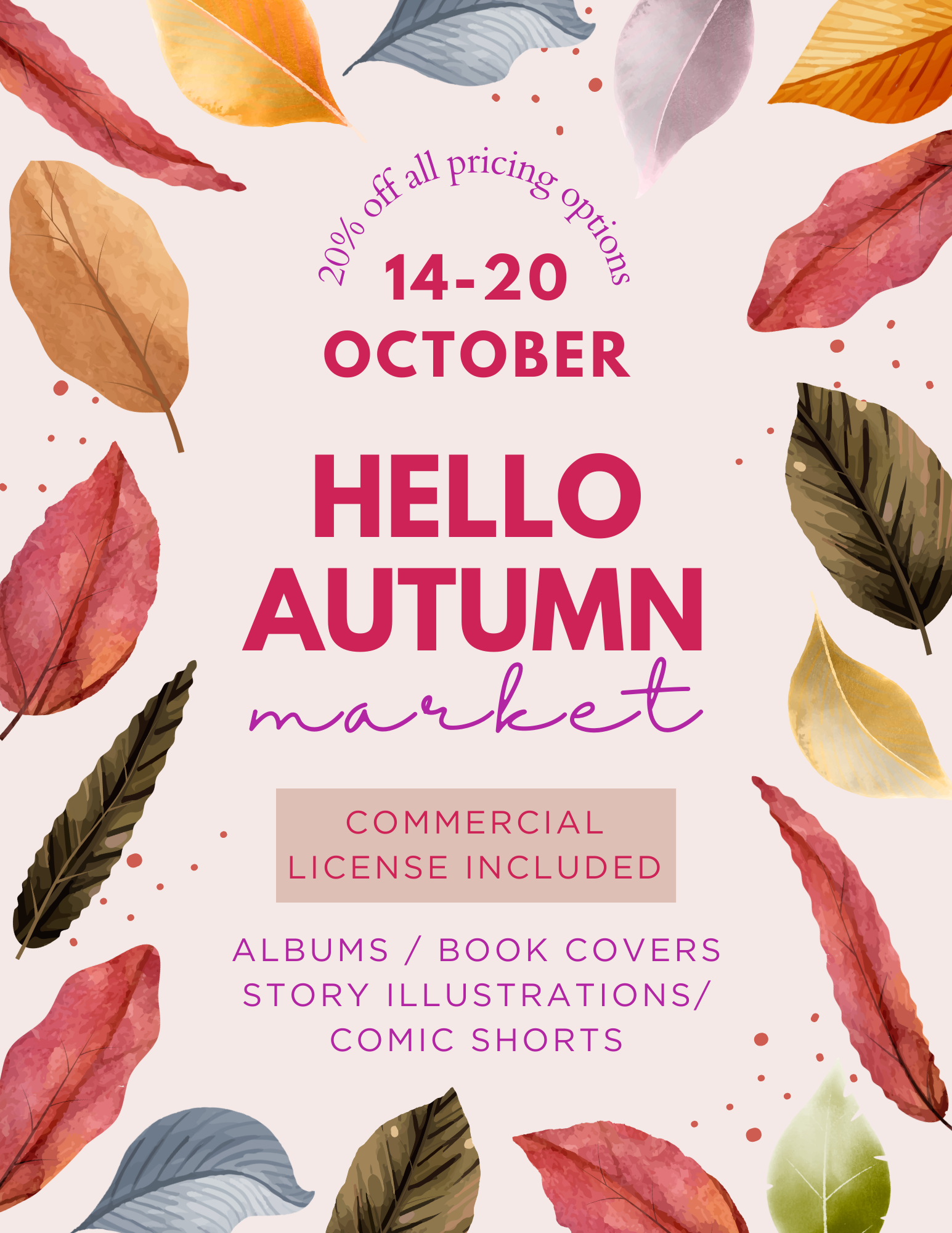Colorful Illustrative Fall Forest Leaves Autumn Market Flyer.png