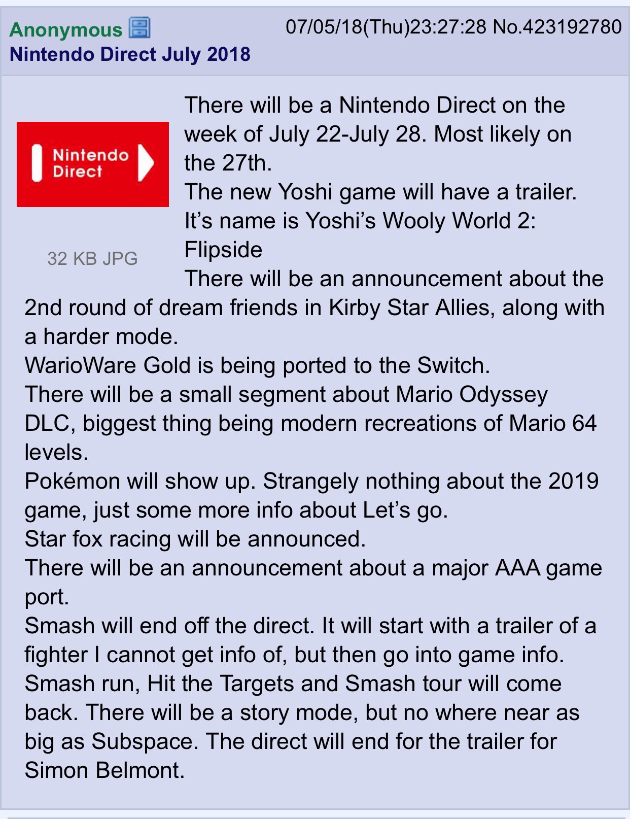 Probably Fake] Nintendo Direct on 22 July? | GBAtemp.net - The Independent  Video Game Community