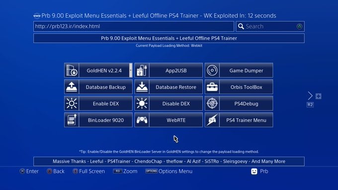 Prb 5.05 / 6.72 / 9.00 Exploit Menu Essentials + Leeful Offline PS4 Trainer  (beta test) | GBAtemp.net - The Independent Video Game Community