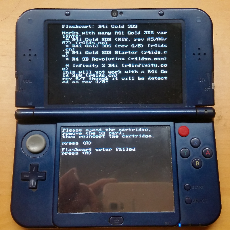 Flashcart setup failed _ outdated ntrboot flasher.png