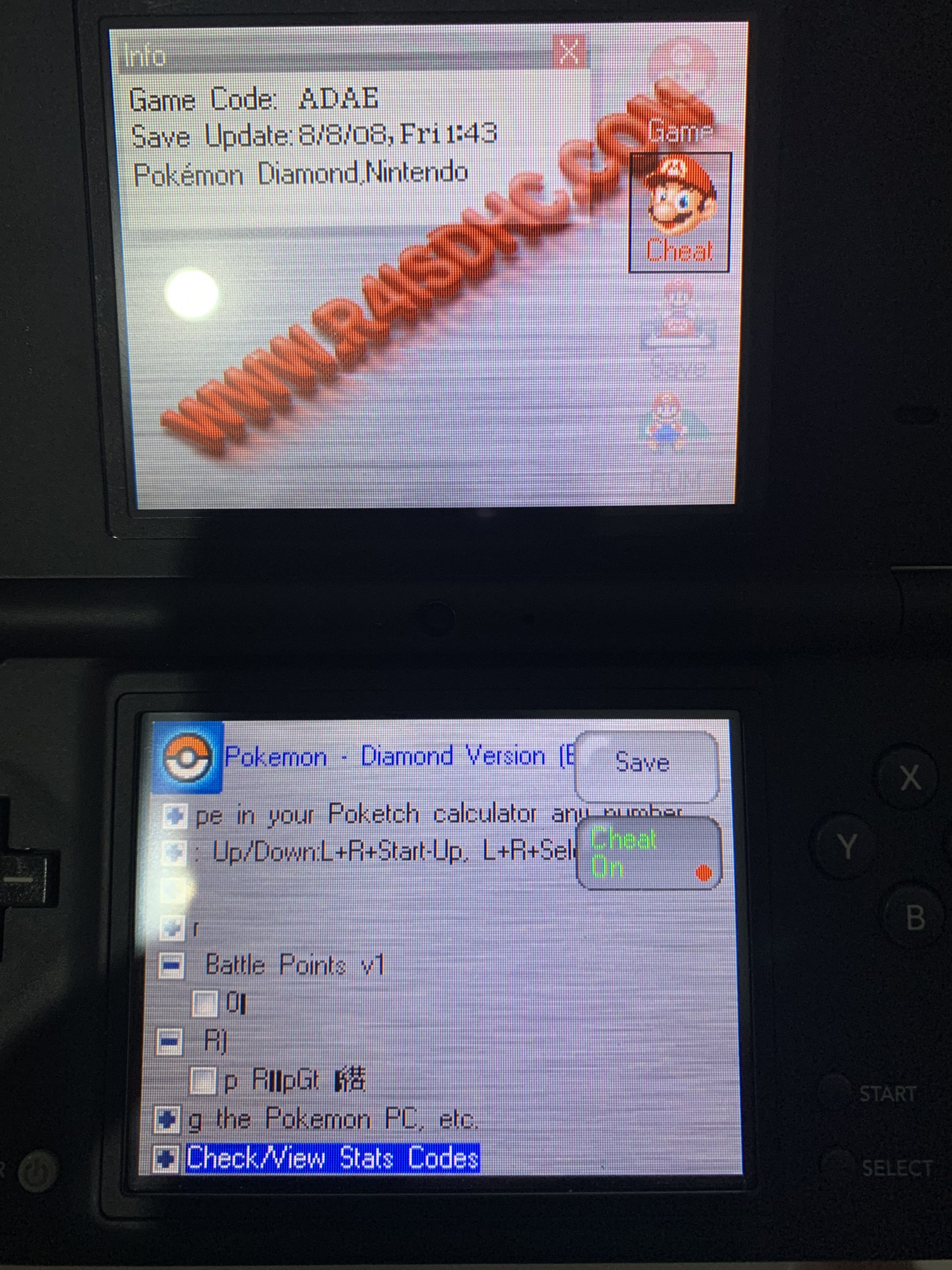 Pokemon Diamond Action Replay Codes - ROM Nintendo DS Cheats 