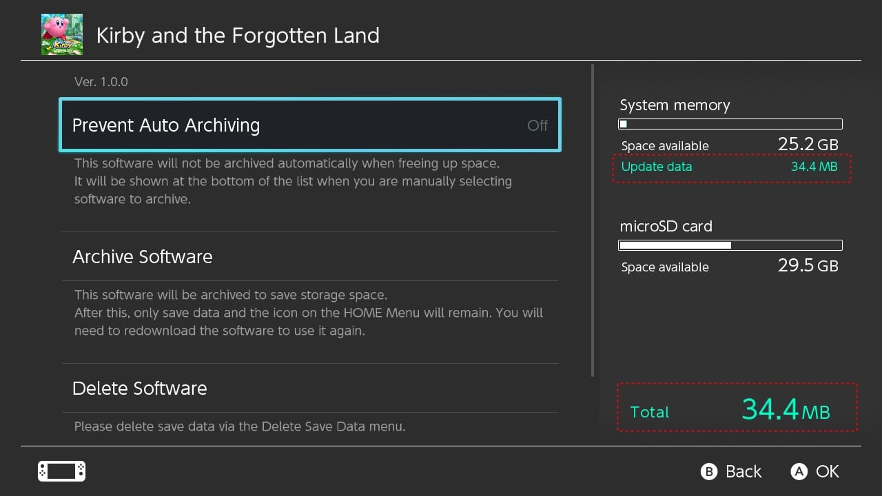 Q:) Kirby & The Forgotten Land Strange 34.4mb Update on system