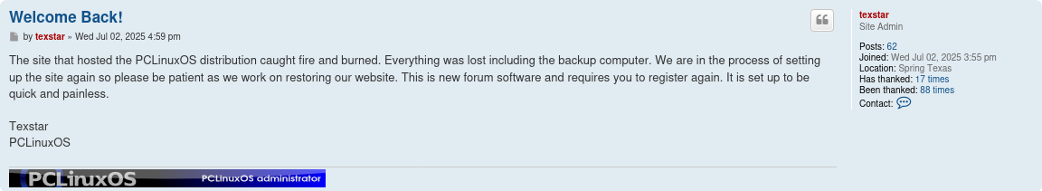 PCLinuxOS server fire.webp