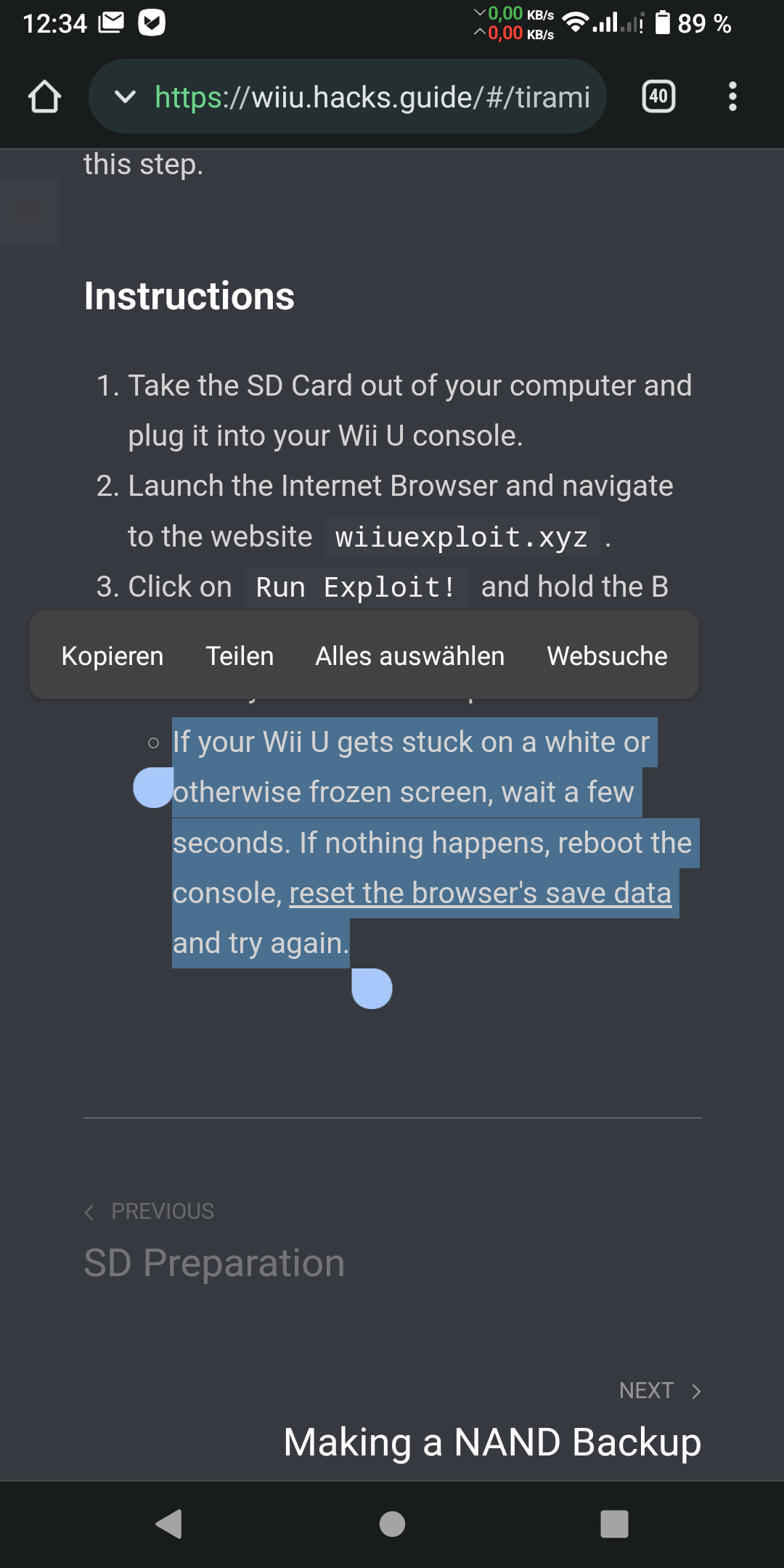homebrew left over on wii u, freezes browser after like 10 seconds |  GBAtemp.net - The Independent Video Game Community