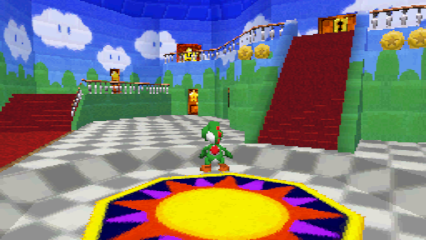 sm64ds yoshi in castle (top, 3DS res, wide).png