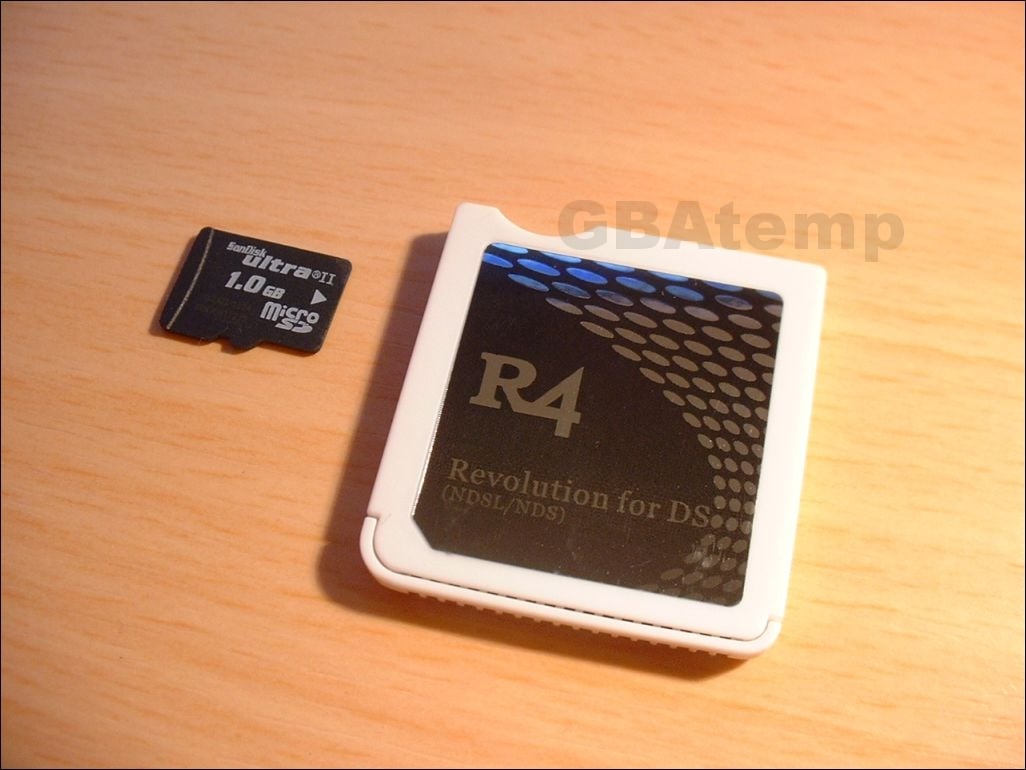 london, england,05/05/2019 A nintendo DS r4 upgrade revolution card for the  nintendo ds hand held console. alternative hardware memory card technology  for mainstream video games Stock Photo